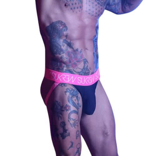 Sukrew Underground Jockstrap Black Electric Pink from Online Poppers
